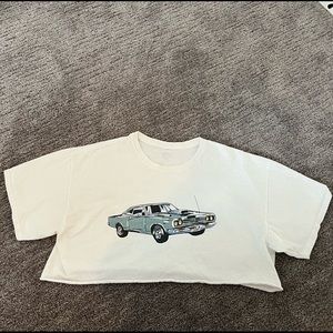 Brandy Melville Cropped Vintage Car T-Shirt
